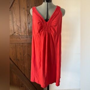 LOFT Bright Red/Coral Sleeveless V-Neck Dress